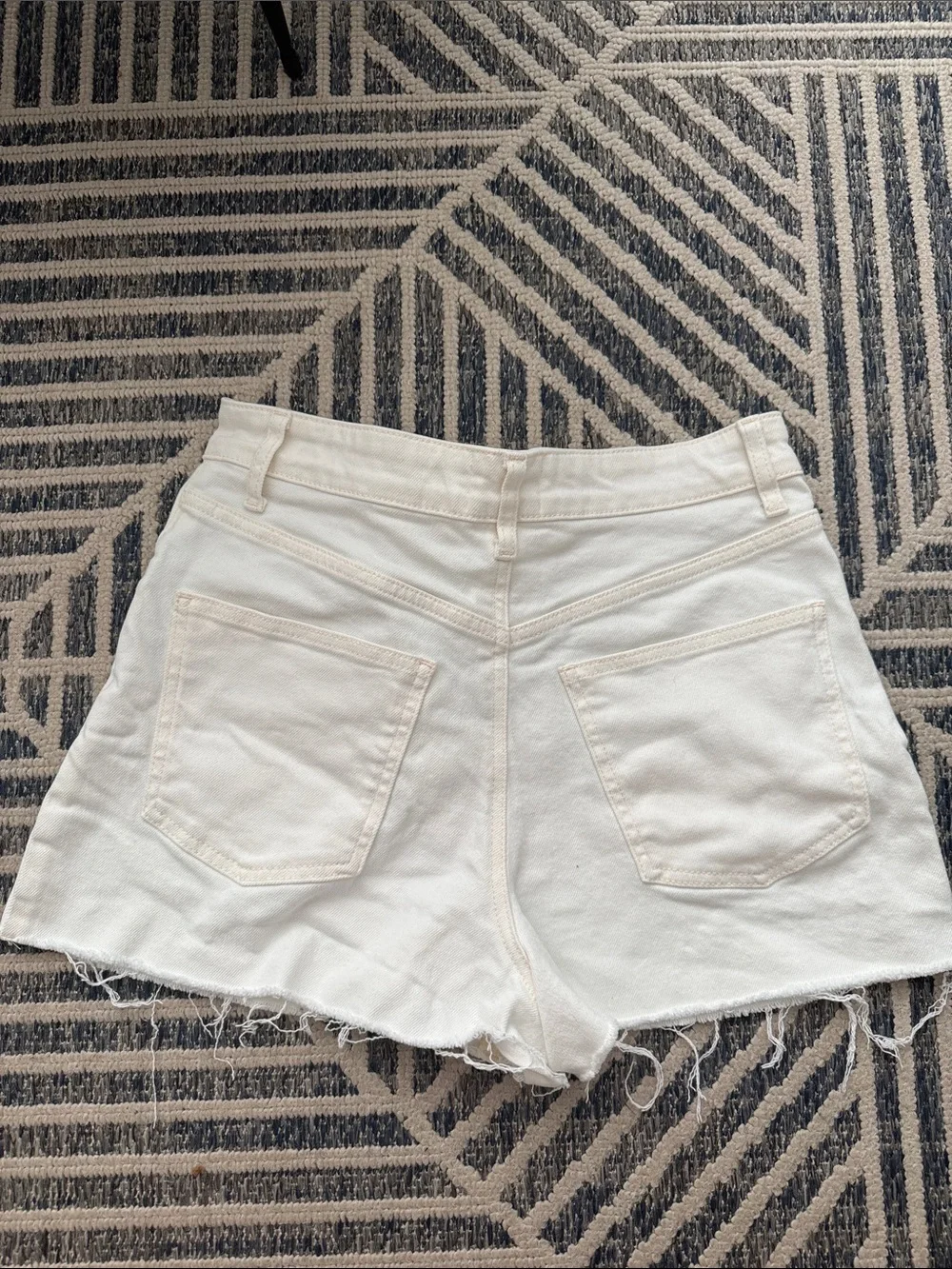 Sezane White High-Rise Denim Shorts